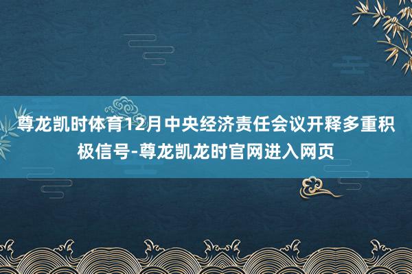 尊龙凯时体育12月中央经济责任会议开释多重积极信号-尊龙凯龙时官网进入网页