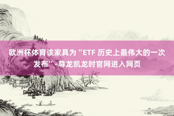 欧洲杯体育该家具为“ETF 历史上最伟大的一次发布”-尊龙凯龙时官网进入网页