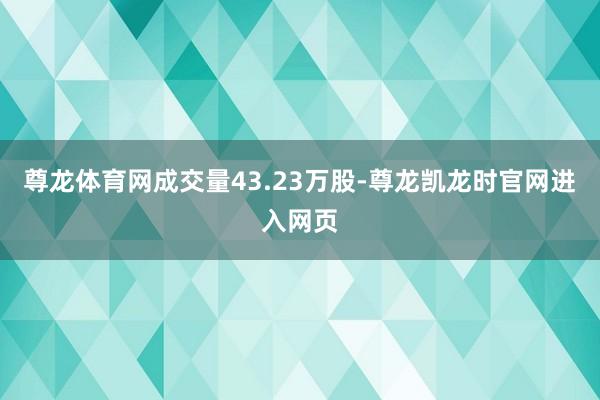 尊龙体育网成交量43.23万股-尊龙凯龙时官网进入网页