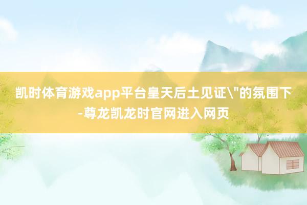 凯时体育游戏app平台皇天后土见证