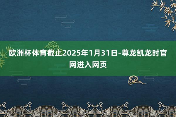 欧洲杯体育截止2025年1月31日-尊龙凯龙时官网进入网页