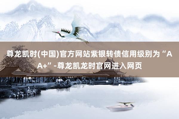 尊龙凯时(中国)官方网站紫银转债信用级别为“AA+”-尊龙凯龙时官网进入网页