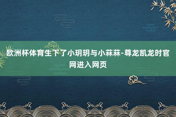 欧洲杯体育生下了小玥玥与小菻菻-尊龙凯龙时官网进入网页