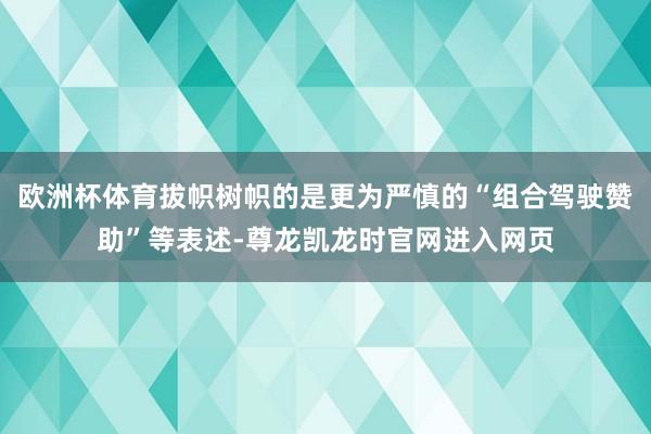 欧洲杯体育拔帜树帜的是更为严慎的“组合驾驶赞助”等表述-尊龙凯龙时官网进入网页