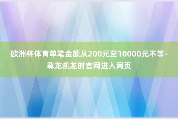 欧洲杯体育单笔金额从200元至10000元不等-尊龙凯龙时官网进入网页