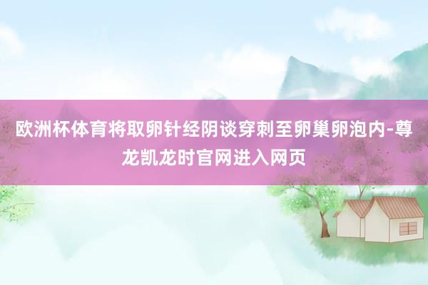 欧洲杯体育将取卵针经阴谈穿刺至卵巢卵泡内-尊龙凯龙时官网进入网页