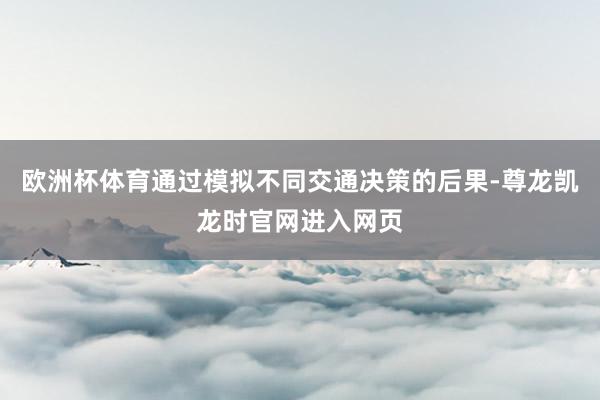欧洲杯体育通过模拟不同交通决策的后果-尊龙凯龙时官网进入网页