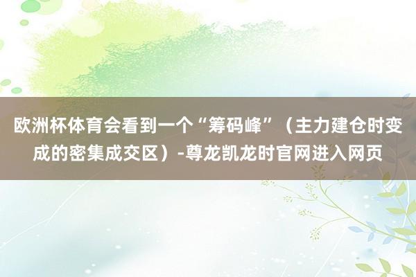 欧洲杯体育会看到一个“筹码峰”（主力建仓时变成的密集成交区）-尊龙凯龙时官网进入网页